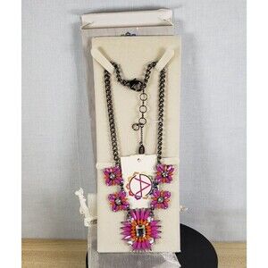 Amrita Singh Princess Joan  FUCHSIA Orange Austrian Crystals Statement Necklace